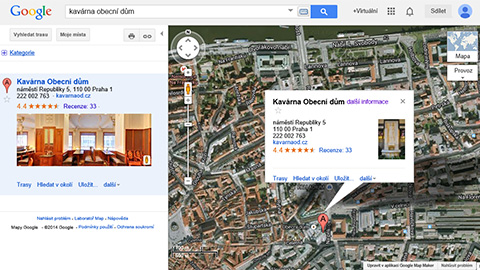 Virtuální prohlídka se zobrazuje v mapách Google